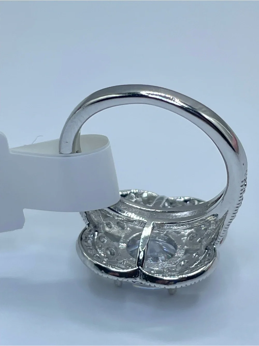 Swarovski Crystal Elements White Crystal Halo Art Deco Statement Ring Sz 5.5